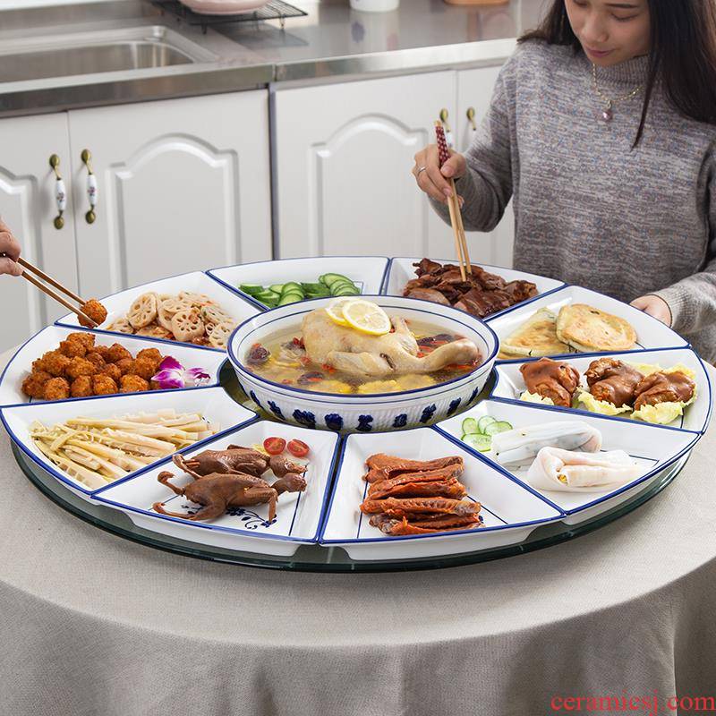 0 reunion the small dish platter fan dishes ceramic tableware seafood hot pot web celebrity home party round the table