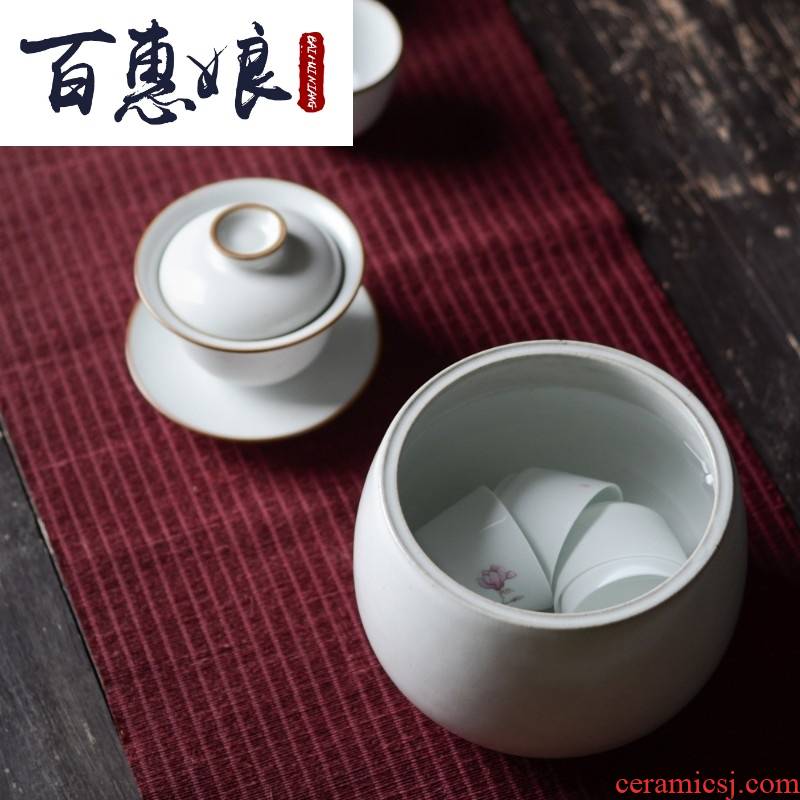 Open the slice (niang Japanese tea to wash to the jingdezhen ceramics by hand vintage home built meng kung fu tea cups to wash water
