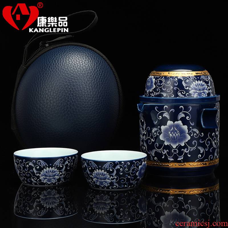 Recreational product witnessing kung fu tea set ceramic crack a pot of three home portable travel can be customized