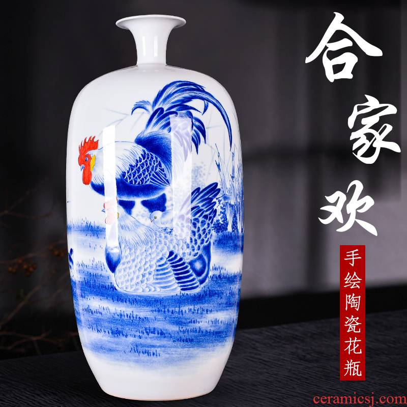 Jingdezhen ceramic blue CiGongJi family decorative vase of new Chinese style living room TV ark, handicraft furnishing articles