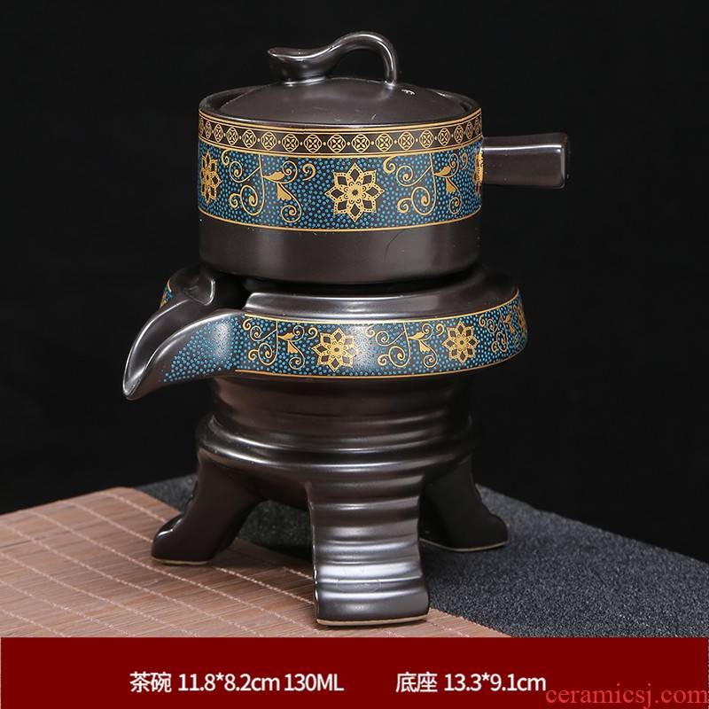 Semi - automatic kung fu tea set lazy household ceramics stone mill make tea tea teapot teacup whole contracted