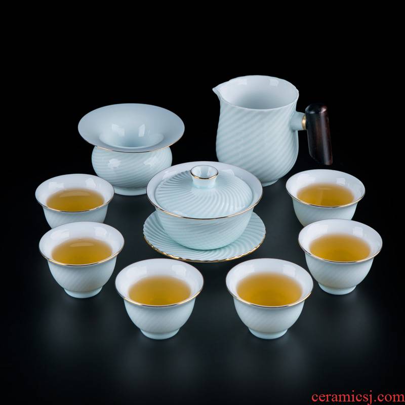 Tea tureen Tea set suit household contracted sitting room of Chinese style portable jingdezhen ceramic cups to travel