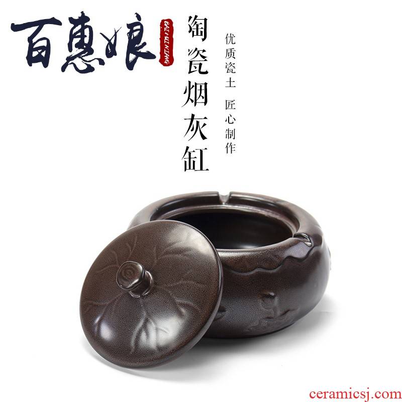 (niang creative ceramics with cover the ashtray home tea tea zero furnishing articles large ashtray with move trend