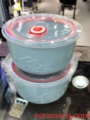 Ceramic bowl with lid special heat preservation sealing bowl by microwave bowl lunch box office worker mercifully rainbow such use