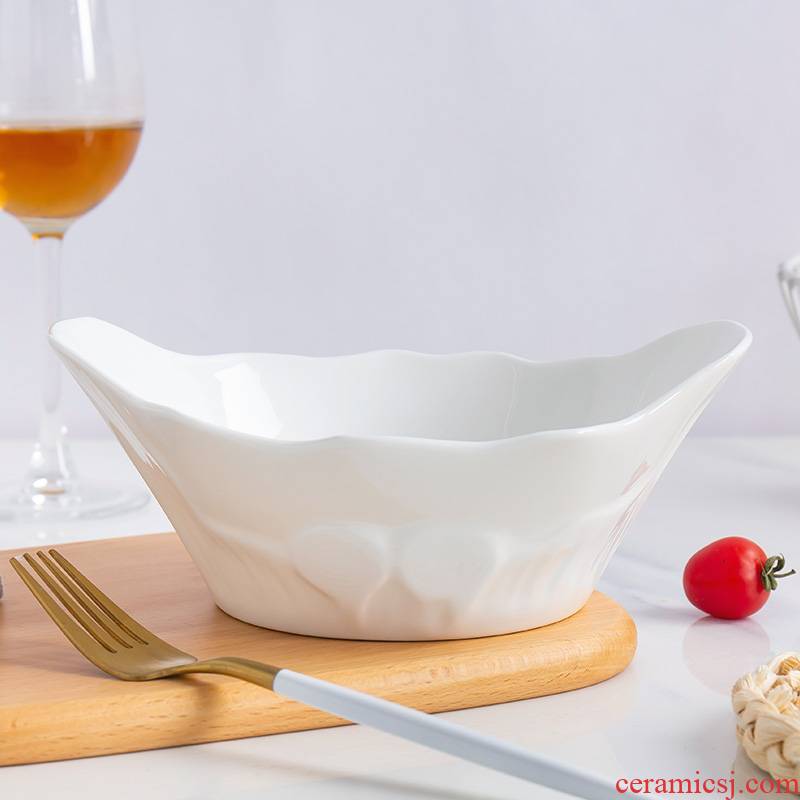 White ipads China tableware special individuality creative soup bowl bowl household food bowls of a large ceramic salad bowl