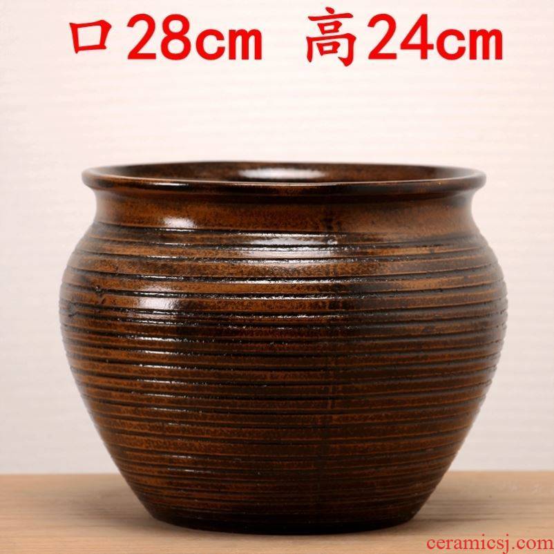Large POTS to hand the old running high coarse pottery mage landscape ceramic breathable meat flowerpot household contracted orchid pot