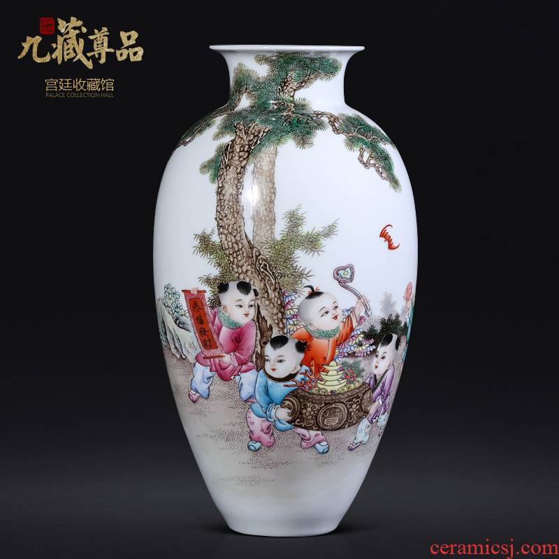 Jingdezhen ceramics dong - Ming li hand - made lad vase Chinese style living room TV ark, flower arranging porch is decorated furnishing articles
