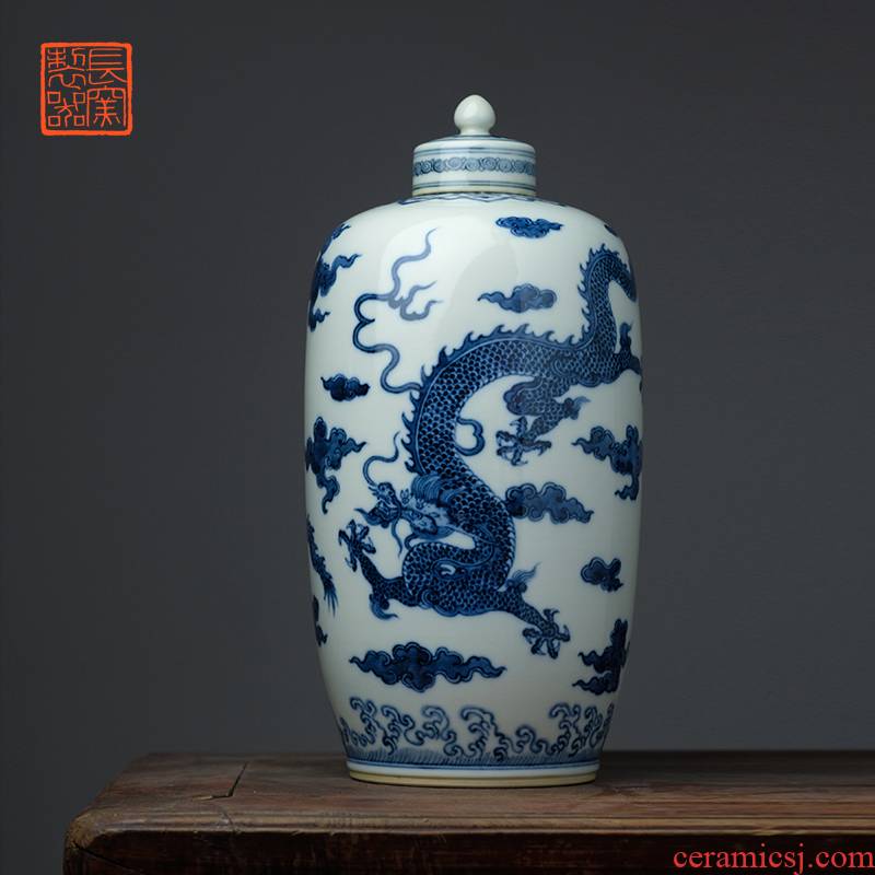Offered home - cooked ju long blue and white shoulder length up the controller satisfied water bottles of jingdezhen dragon the lantern manually place vase