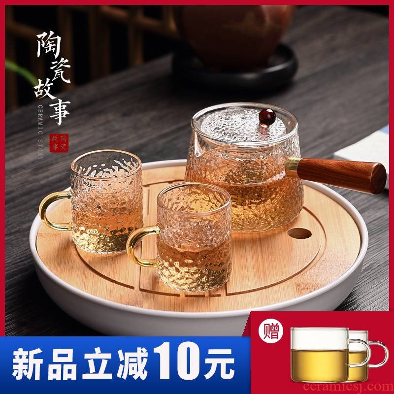 Ceramic glass teapot side story tea set suit household filters and thicken the single pot small sets of heat - resisting teapot
