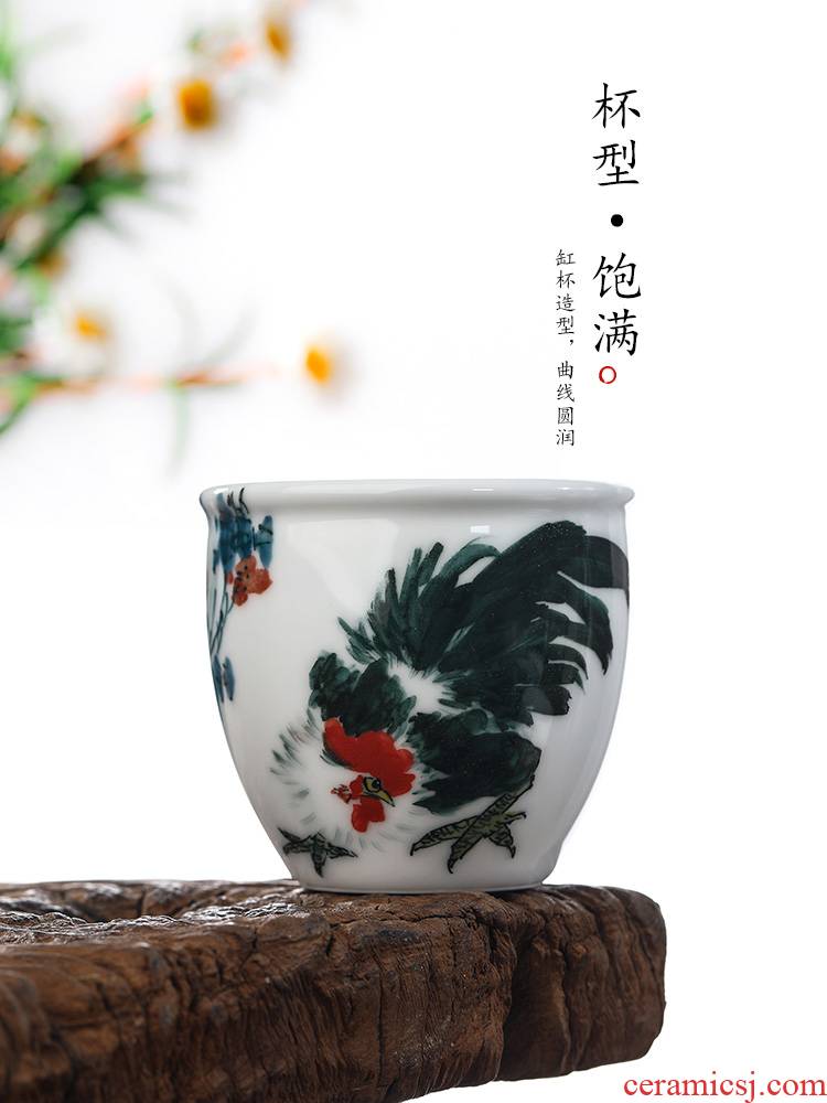Pure manual white porcelain master cup single CPU hand - made big kung fu tea cups chicken sample tea cup single female jingdezhen ceramics