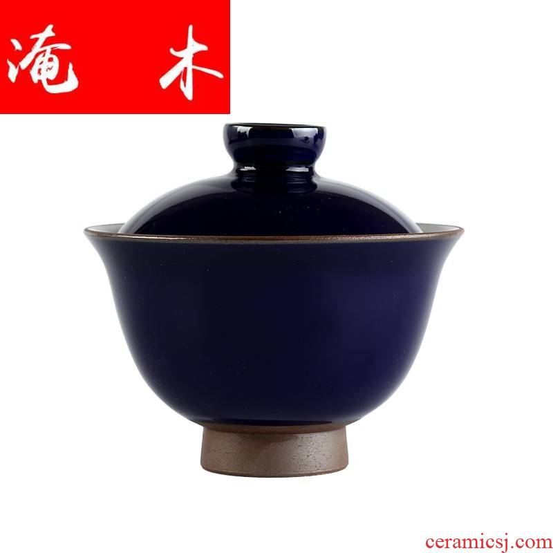 Submerged wood system of jingdezhen ceramic undressed ore offering red glaze tureen ji red glaze all hand three kung fu tea bowl to bowl