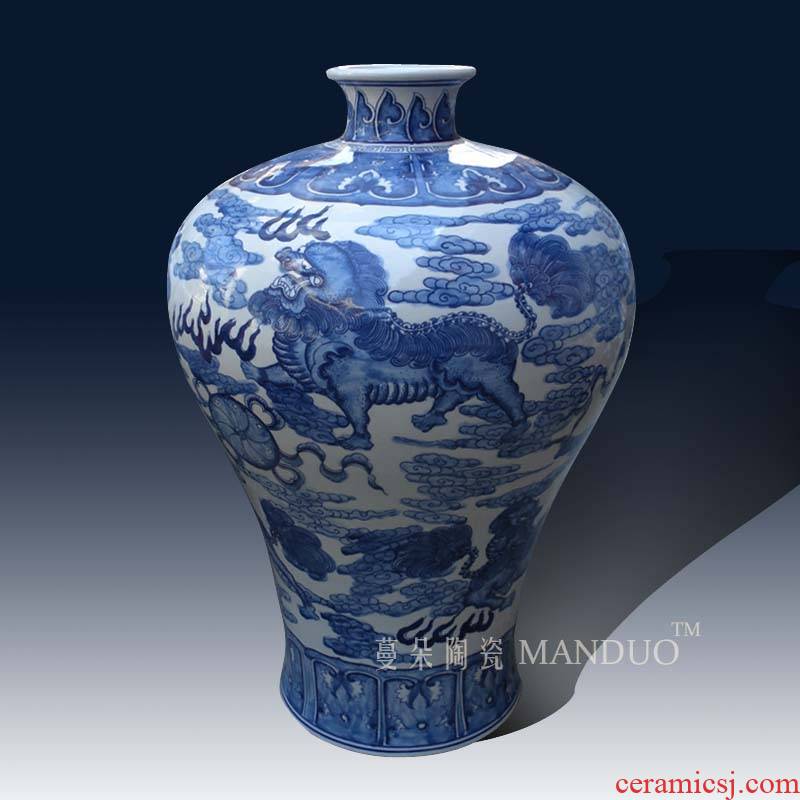 55 cm high classical jingdezhen lion picture may display the name plum bottle bottles of elegant atmosphere, blue and white porcelain
