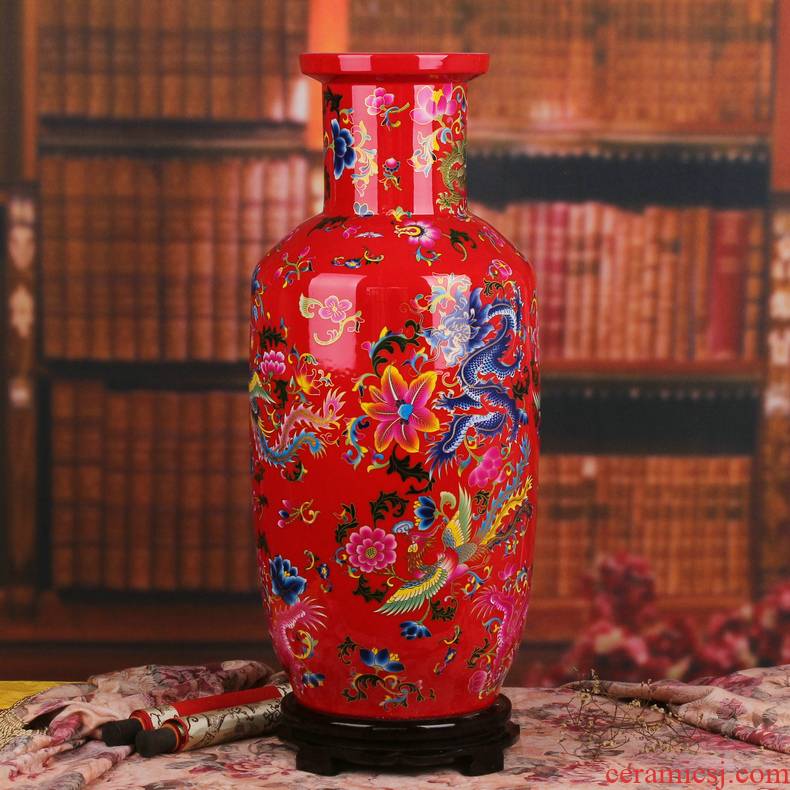 Jingdezhen ceramics glaze red in extremely good fortune China crystal fashion show big vase I household furnishing articles