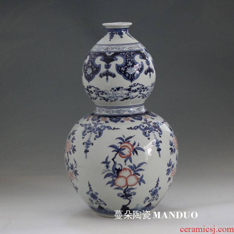 Jingdezhen blue and white xiantao 45 cm high pure hand - made gourd vases xiantao gourd blue and white porcelain vase