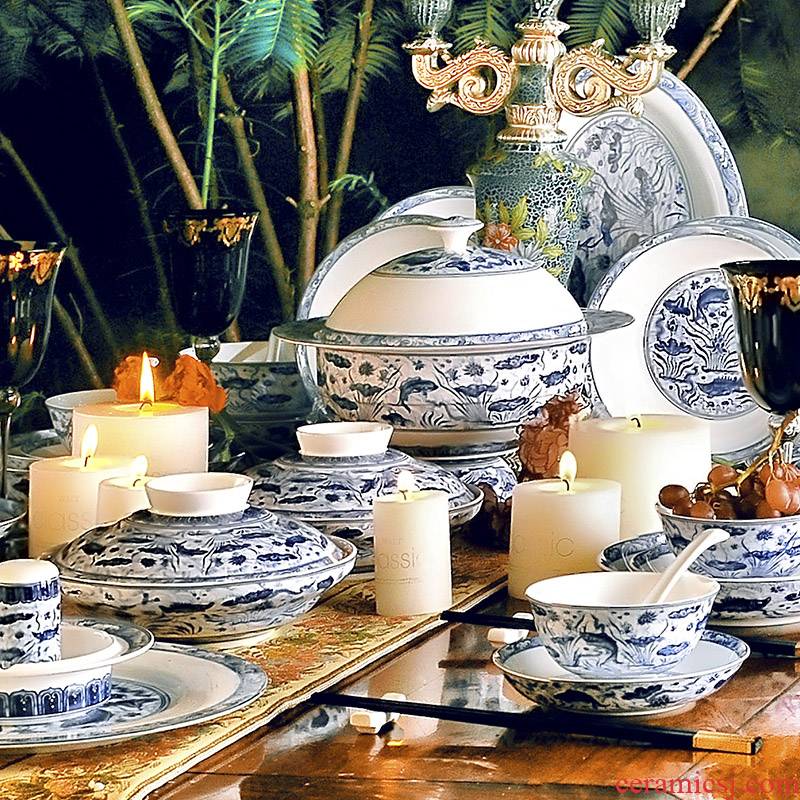 Red xin jingdezhen suit bowl dish dish ceramic tableware archaize Ming xuande mackerel algal grain bulk sale
