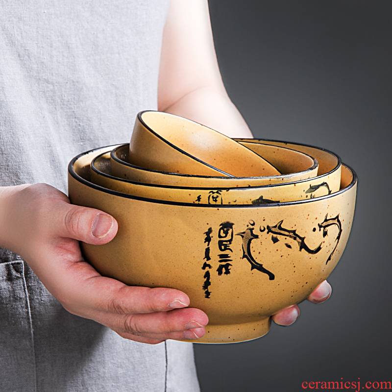 Creative household ceramic bowl noodles soup bowl prevent hot large rice bowls of jingdezhen cutlery Japanese - style contracted to eat bread and butter