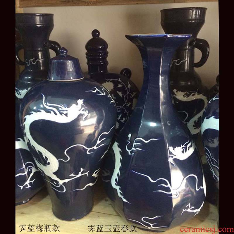 Jingdezhen hand - made imitation of yuan and Ming ji blue and white Long Mei bottles of red white ceramic vase having chicken lines hand - made of vases