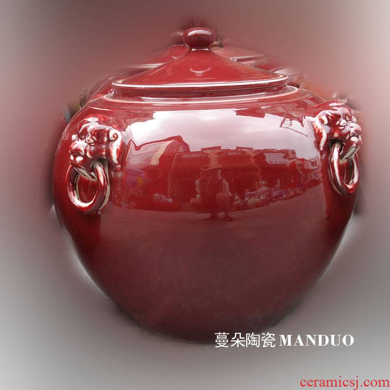 Jingdezhen ruby red porcelain up porcelain lion a porcelain crock pot rice pot 50 pounds