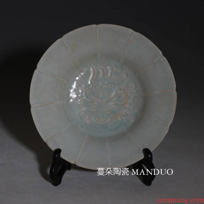 Peony shadow blue Peony hang dish antique porcelain in song dynasty shadow green China plate shadow copy left up green bowl