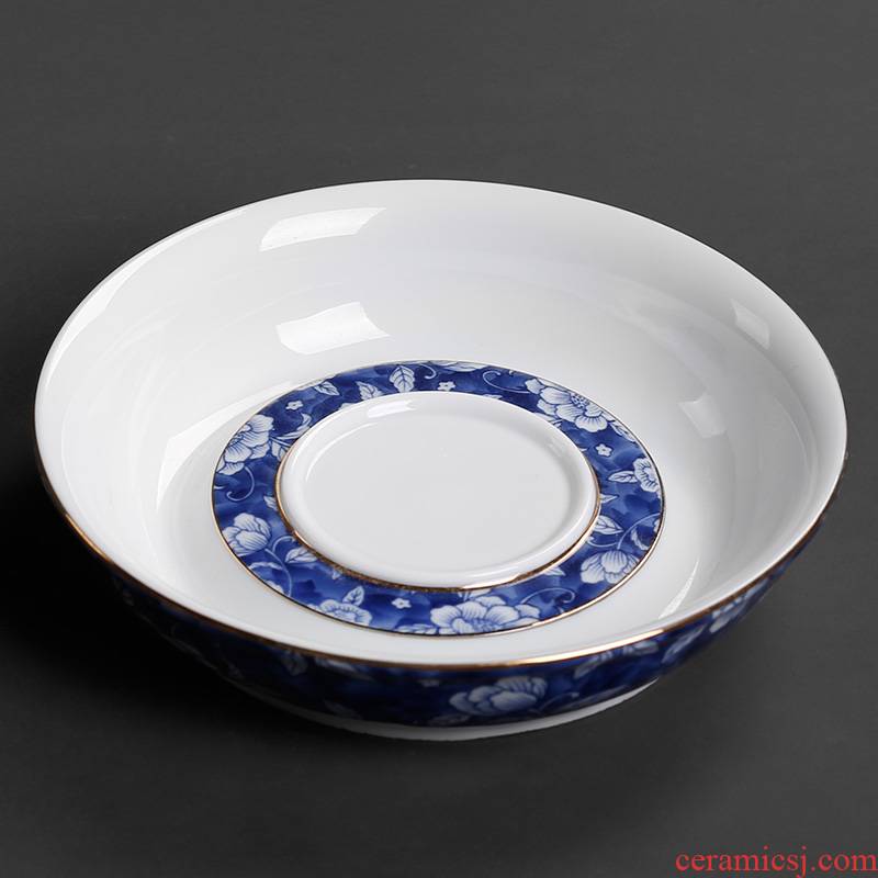 Water dry plate of a pot of tea on creative move circular blue CiHu bearing ceramic tea taking with zero teapot pad