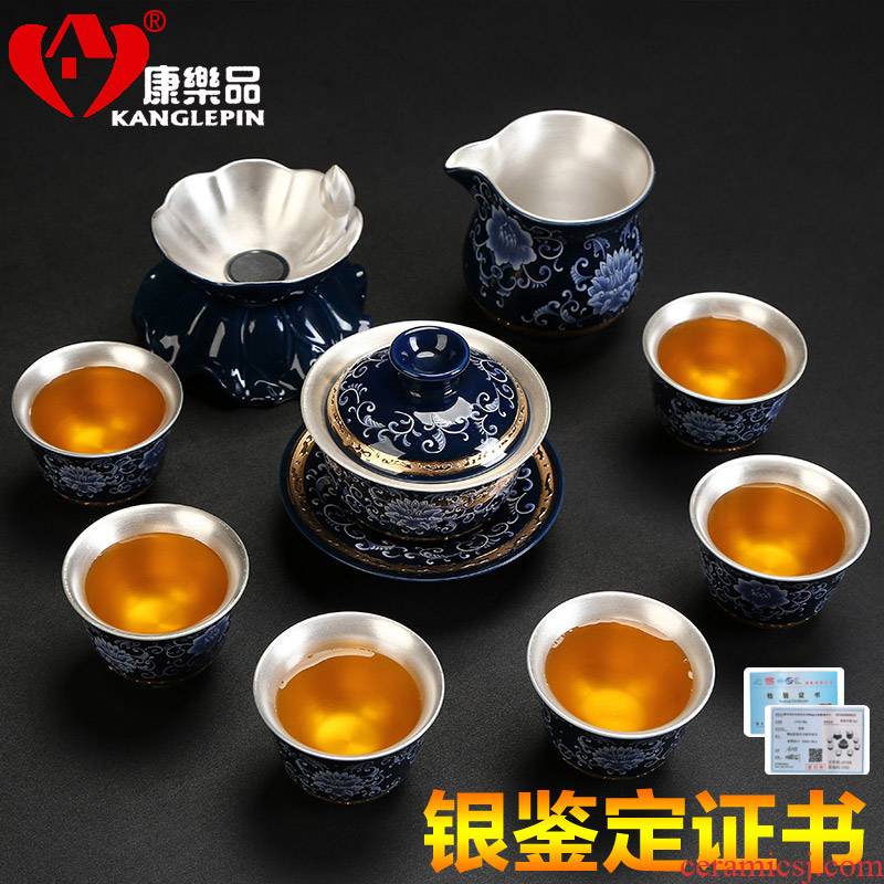 Recreational product ceramic coppering. As silver tea sets, 999 sterling silver tea set kung fu tea cups of a complete set of the home office