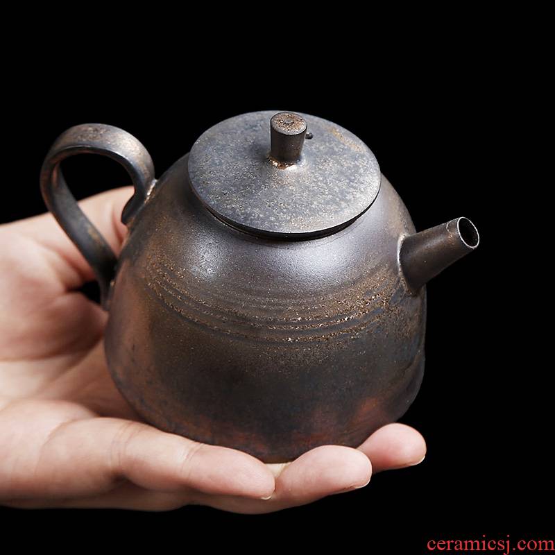 By patterns coarse pottery bronze and gold big ultimately responds little teapot ceramic kung fu yuan hand small capacity single pot