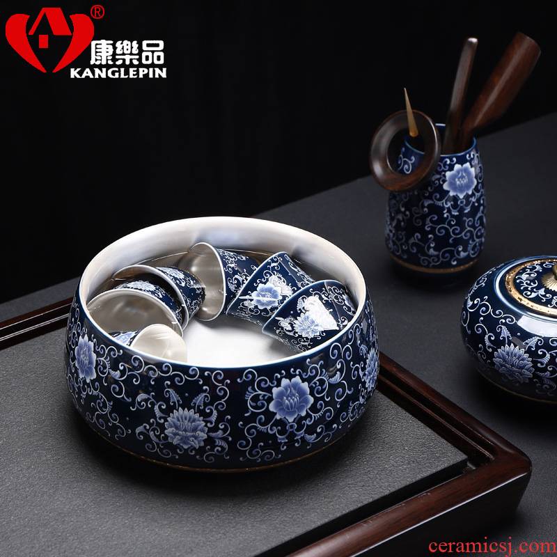 Recreational product tank coppering. As silver 999 with dark blue and white porcelain accessories tea zero township floating big kung fu tea set writing brush washer