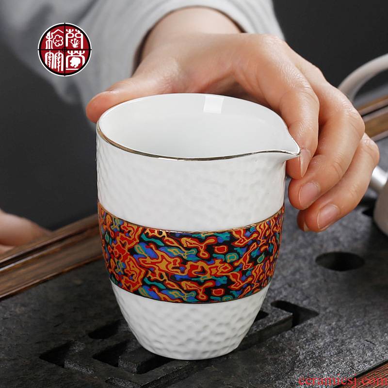 Kung fu tea set suits for domestic imitation Chinese lacquer ceramics fair keller hammer fair cup of tea in the tea is not tea sea