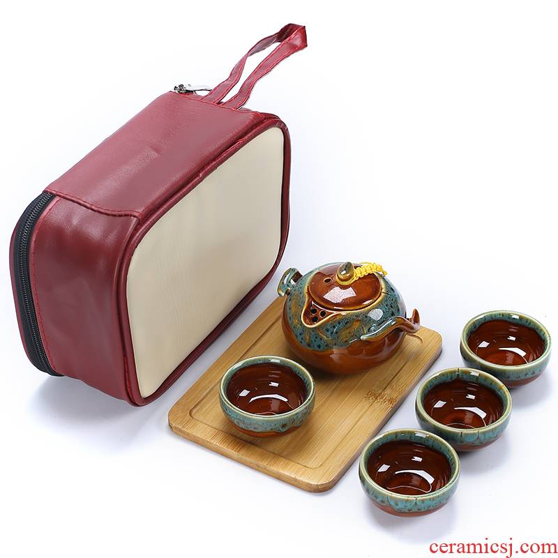 Ceramic up kung fu tea set home a pot of 24:27 and crack cup portable package travel gifts custom logo