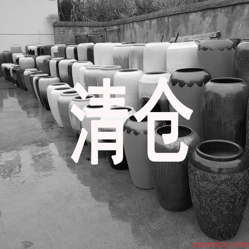 Clearance of jingdezhen ceramic vase landing retro POTS coarse pottery flower arranging dried flowers sitting room place courtyard garden decoration