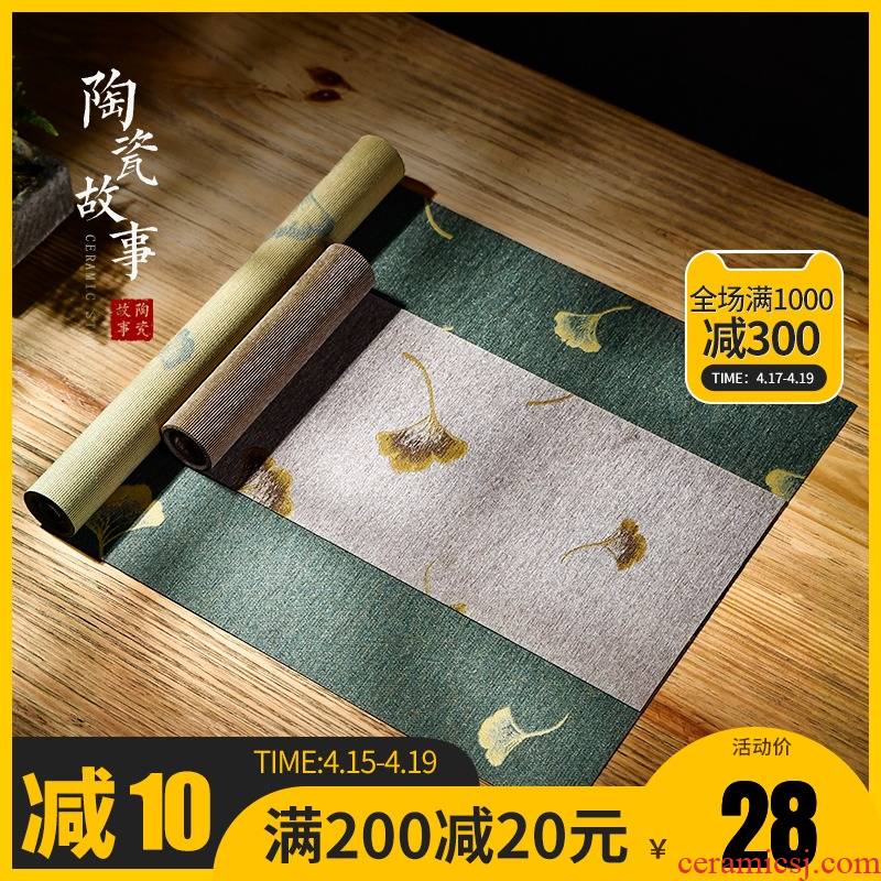 The Story of pottery and porcelain tea table cloth new Chinese style light waterproof high - end key-2 luxury small tea table cloth zen Japanese tea tray mat flag