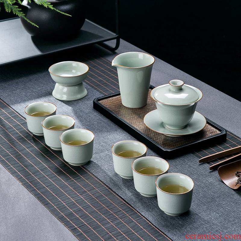 Light your up porcelain tea set home sitting room key-2 luxury jingdezhen teapot set of slicing tureen kung fu tea cups