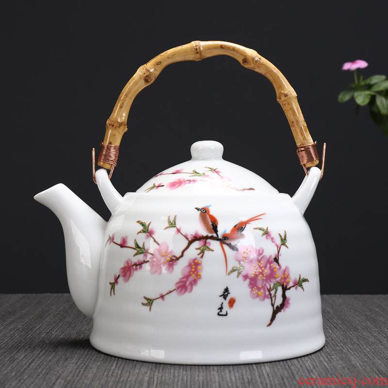Large capacity ceramic teapot girder pot of hot pot teapot 1000 ml of jingdezhen high white porcelain teapot restaurant