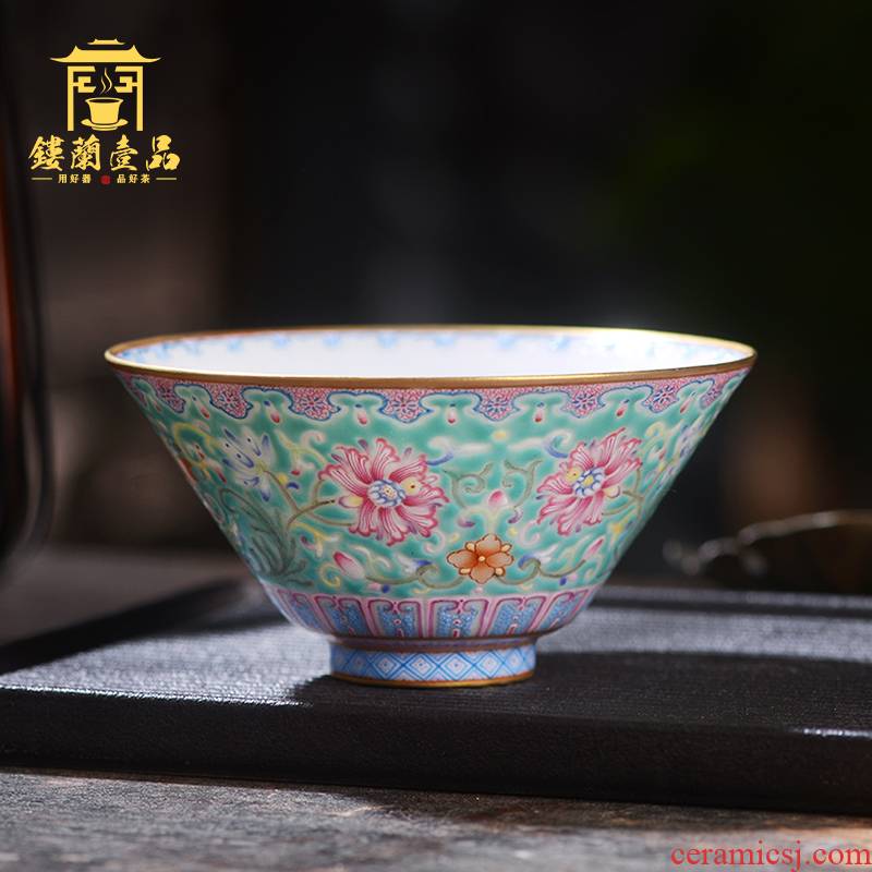Jane don spill green space around branch lotus master cup of jingdezhen ceramic hand - made single CPU kung fu tea set sample tea cup tea cup