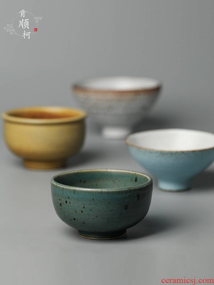 Jingdezhen checking clay sample tea cup single ceramic cups master cup single cup color glaze kung fu tea set