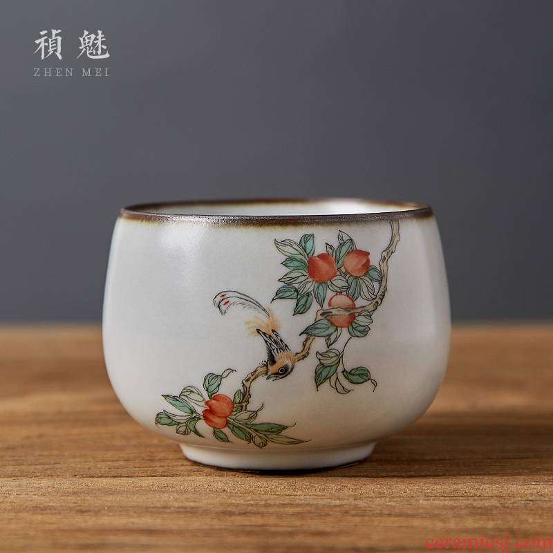 Shot incarnate the jingdezhen ceramic your up hand - made painting of flowers and a cup of kung fu tea set sample tea cup cup single CPU slicing can be a master