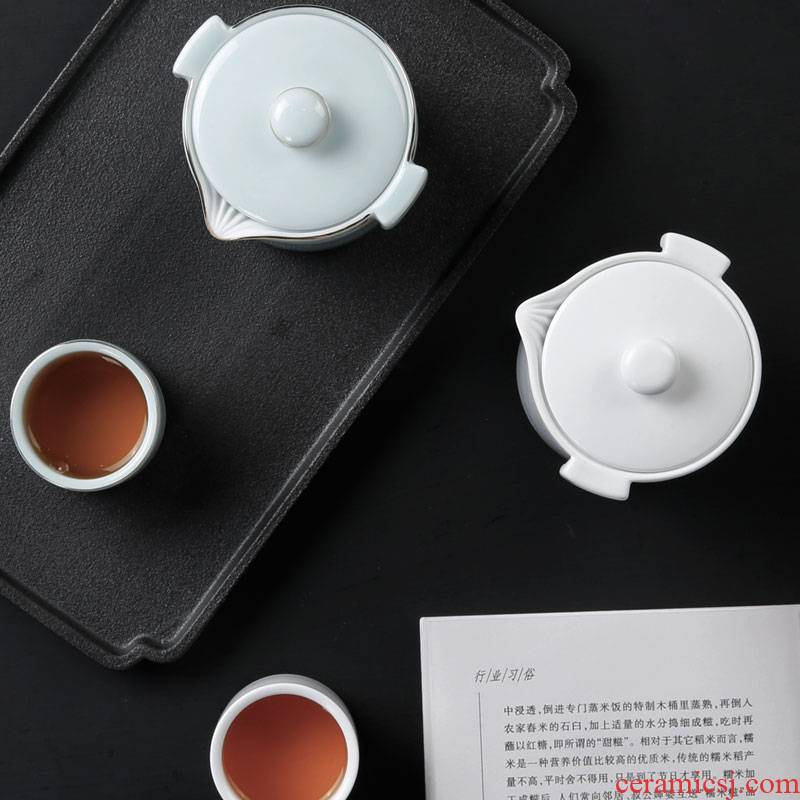 Qiao mu travel crack cup a pot of two cup of household ceramic teapot teacup portable kung fu tea set
