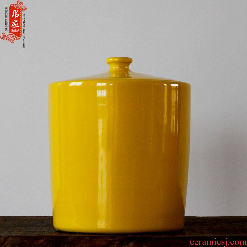 Jingdezhen ceramics ceramics with cover straight canister simple single glaze decoration elegant household furnishing articles