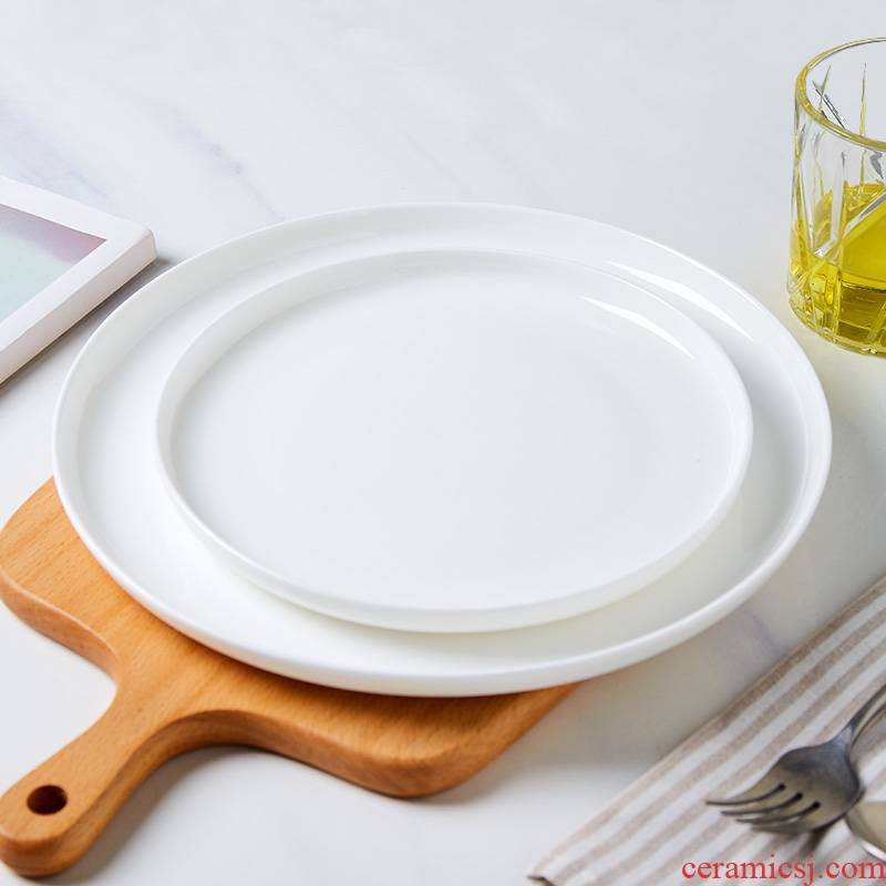 Japanese white ipads China plate son home round flat chassis west pot dish dessert plate ceramic disc steak plate