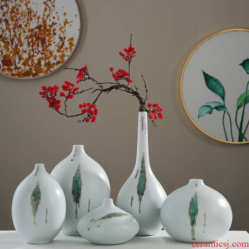 The New Chinese jingdezhen ceramic vase furnishing articles sitting room porch table decorations dry flower arranging zen tea room decoration