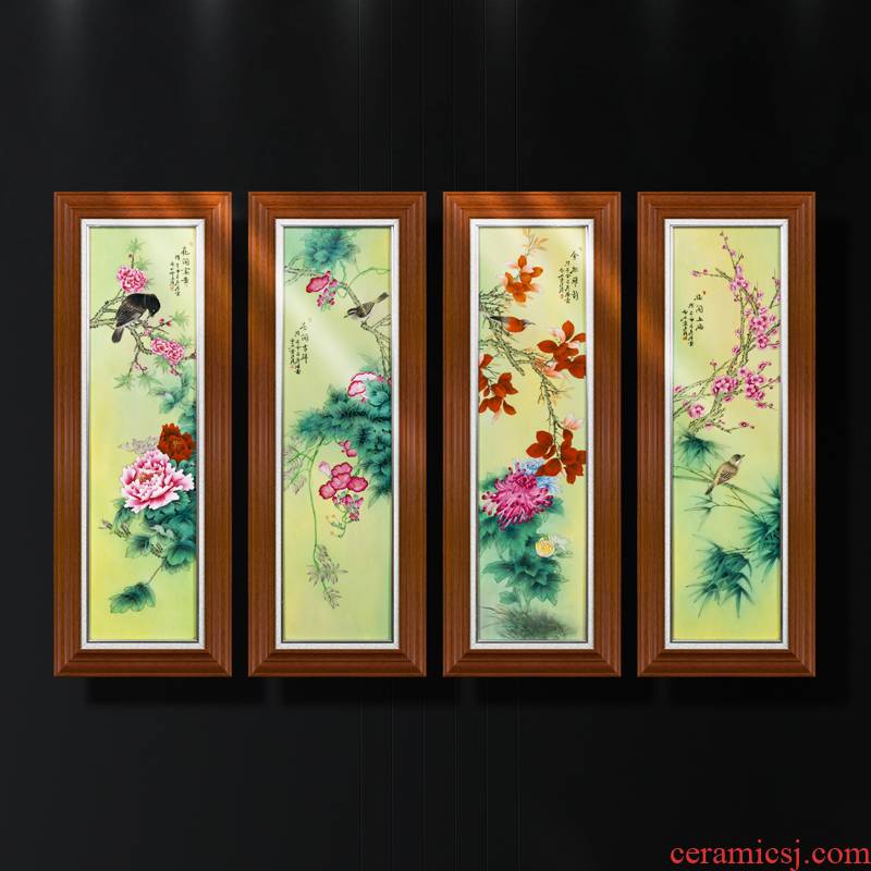 Art of jingdezhen porcelain plate paintings of Chinese style manual coloured drawing or pattern ceramic sitting room sofa setting wall decoration solid wooden frame, hang a picture
