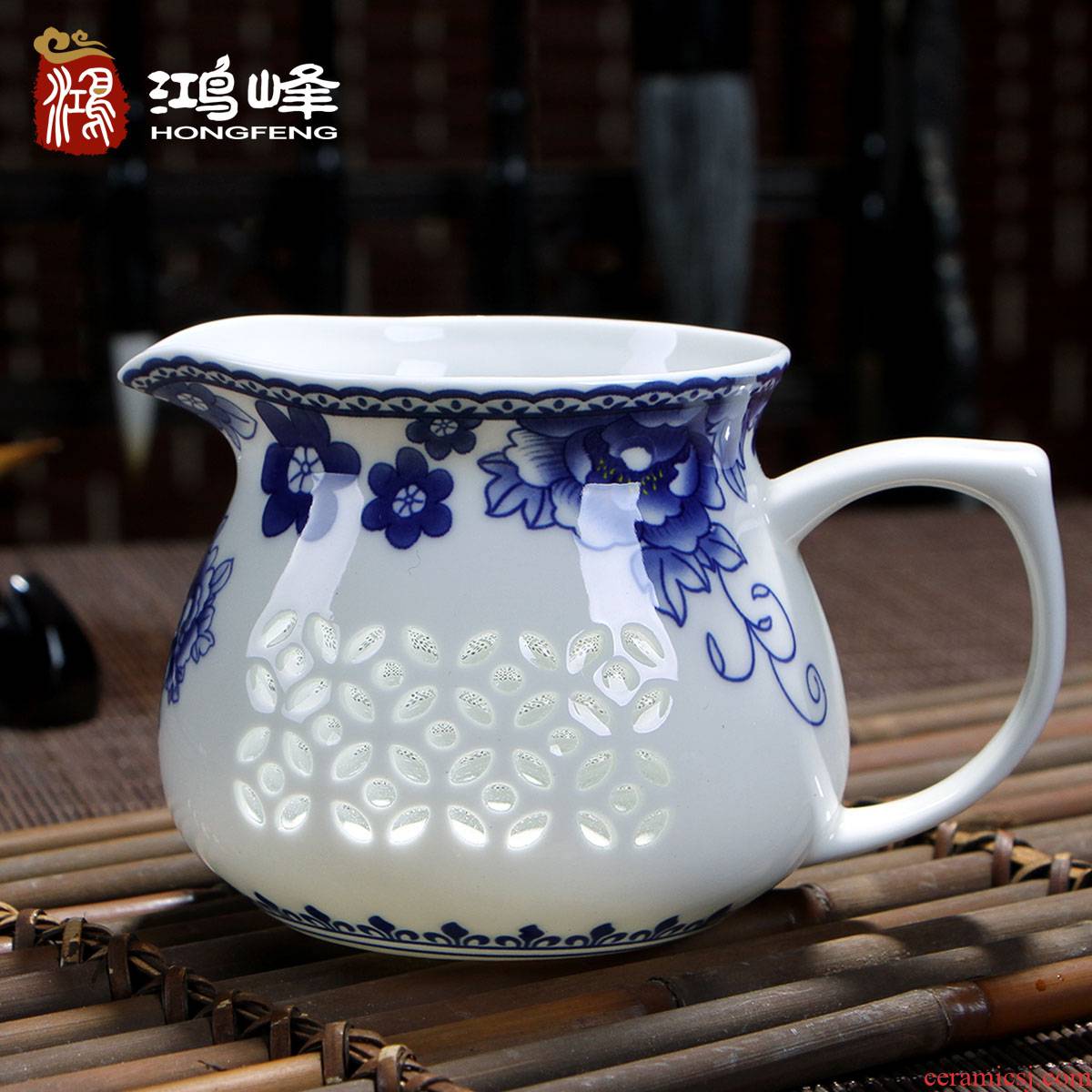 Ceramic fair keller large sea white porcelain jingdezhen blue and white porcelain tea kungfu tea set hollow out and a cup of tea ware