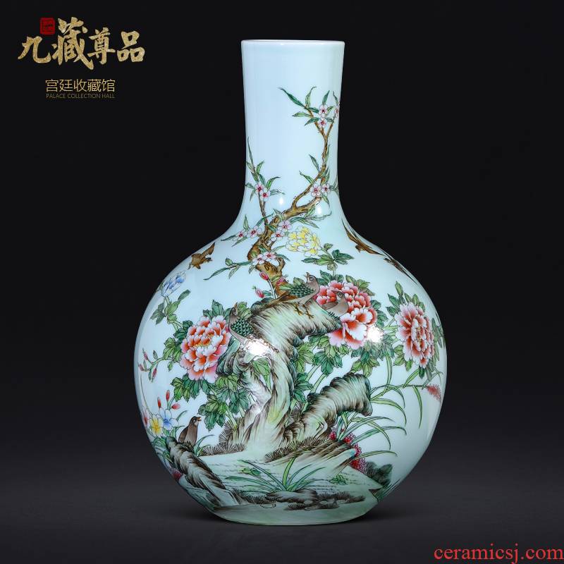 Antique hand - made jingdezhen ceramics powder enamel vase of new Chinese style living room TV ark, flower arranging porch is decorated furnishing articles