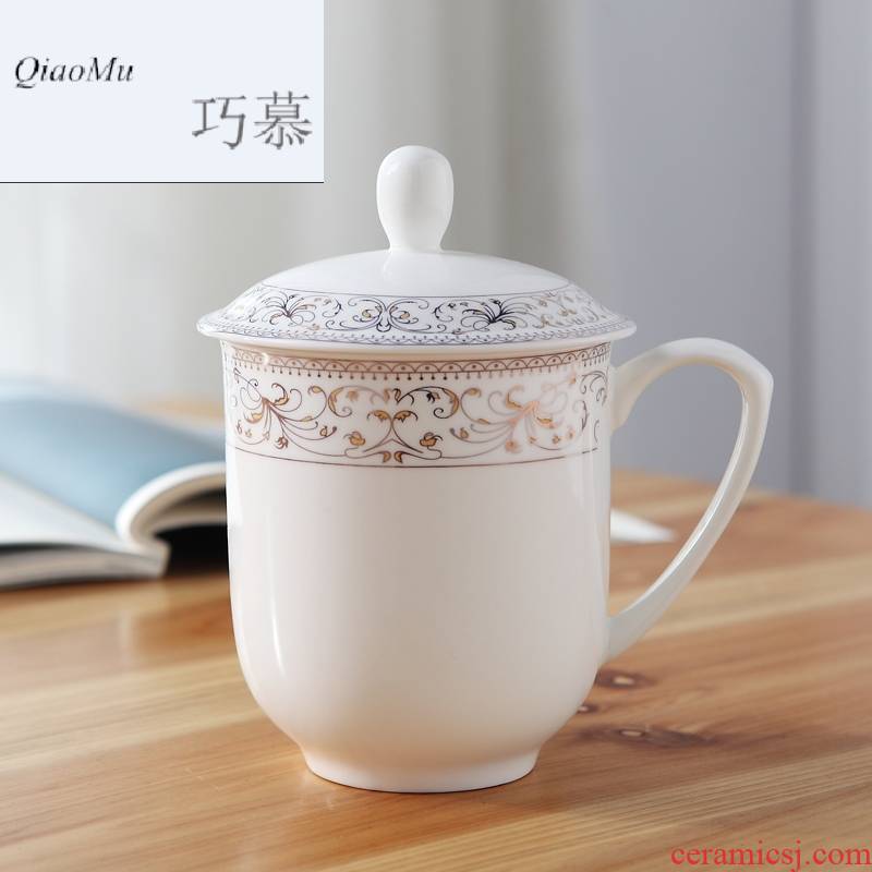 Qiao mu jingdezhen ceramic cups with cover office conference room suit 400 ml cups up phnom penh ipads China cups 10