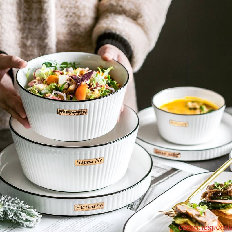 LIDS, western - style food dish dish home salad breakfast such as soup ceramic tableware rice soup bowl western - style food rice bowls plates