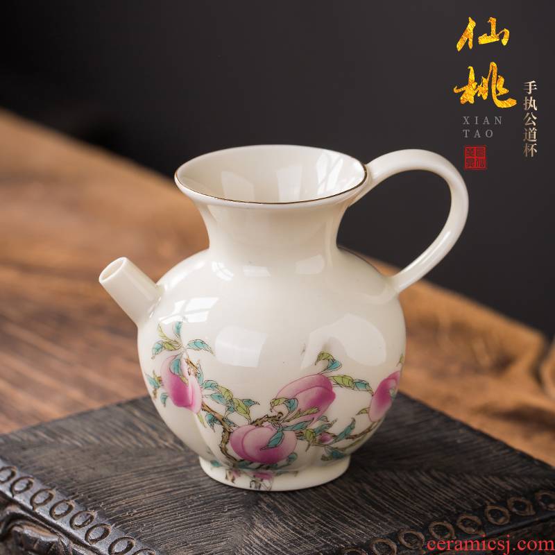 Artisan fairy hand - made xiantao up with fair justice cup pot of ceramic household Japanese manual kung fu tea tea set points