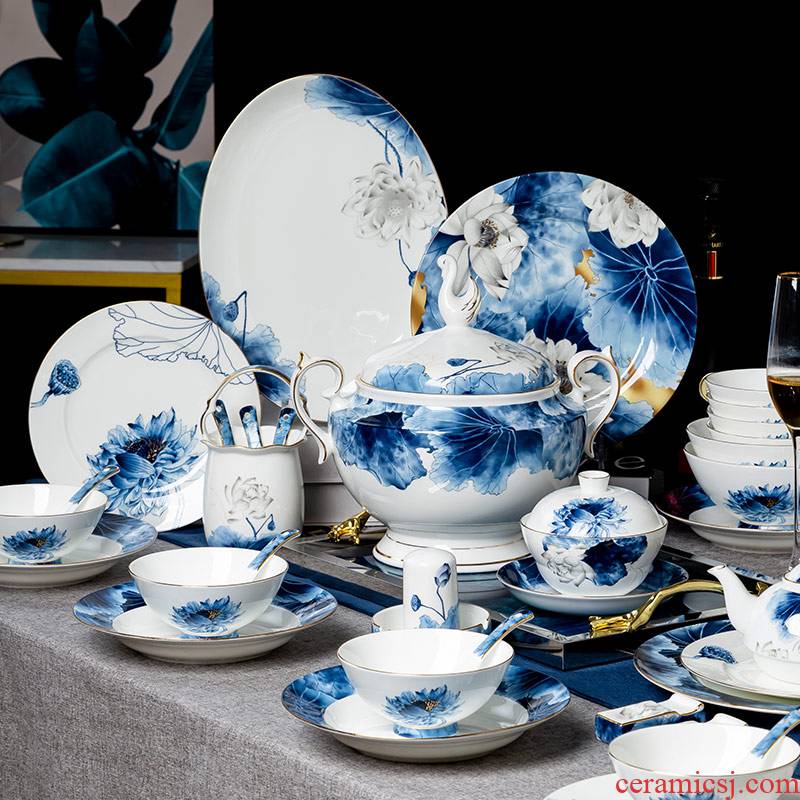 High - grade ipads China tableware suit new Chinese dishes combination of jingdezhen porcelain ipads China dishes suit household wind