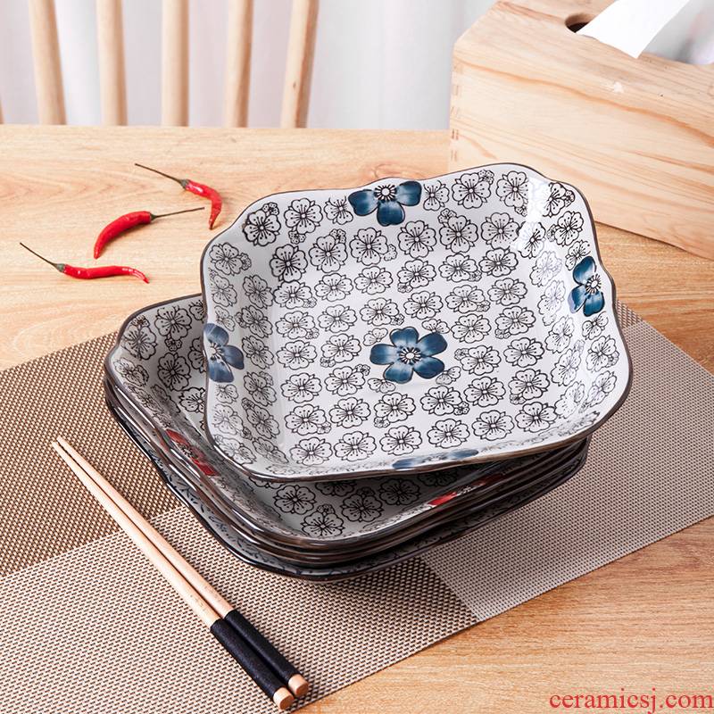 Missing Angle square jingdezhen Japanese ceramic plate four square plate special - shaped fruit bowl dish plate cold dish plate move