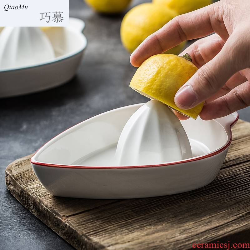 Qiam qiao mu ceramic juicer manual squeezed lemon and orange fruit juice, fruit juice machine juice cup home