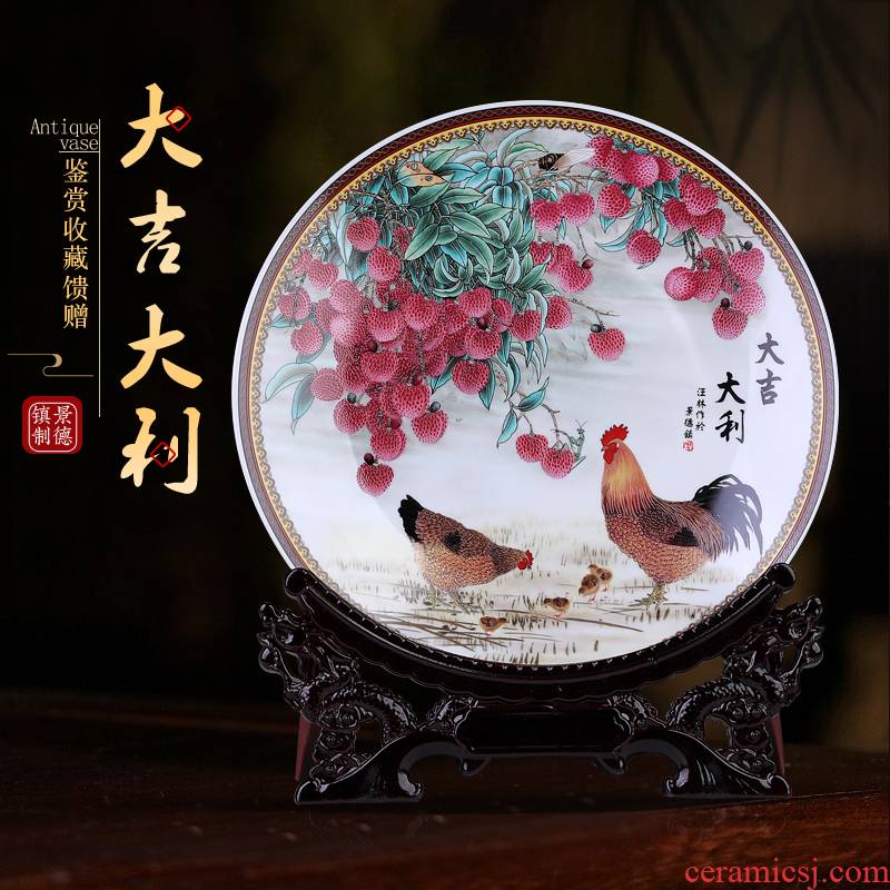 Chinese jingdezhen prosperous ceramic plate hanging dish sitting room ark adornment sat dish home furnishing articles